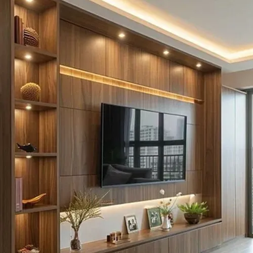 living room tv unit with shelves